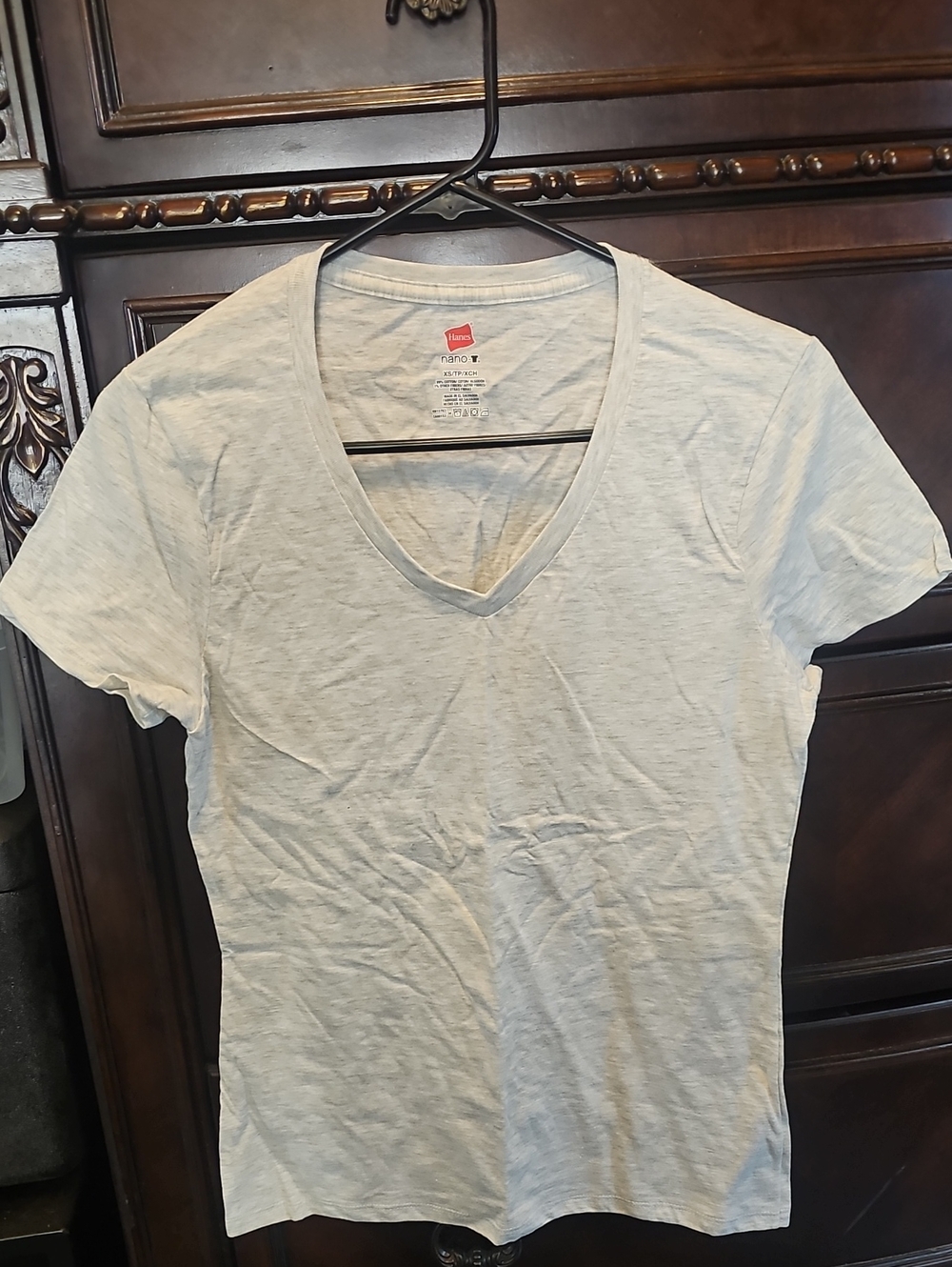 Hanes Women's V-Neck Tee - Light Gray